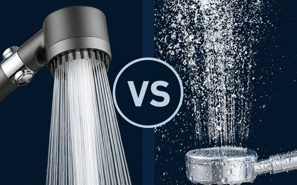 Comparatif pression ROSÉE vs pommeau standard